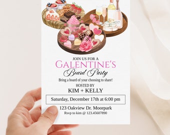 Editable, Galentine's Day, Girl Gang, Board Party, Valentine Invitation, Galentine Invite, Game Night, Hen's Night, Girls Night, Charcuterie