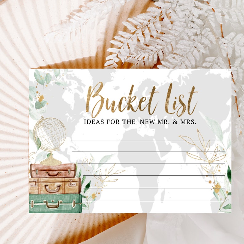 Prayer card, Prayers and blessings, Adventure awaits Bridal shower, Travel theme, Bridal Shower, Green & gold bridal shower, Bucket List image 1