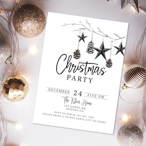 Modern Christmas Party Invitation: Editable Holiday Invite (Digital)