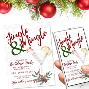 Editable Jingle and Mingle Christmas Party Invitation (Digital Download)
