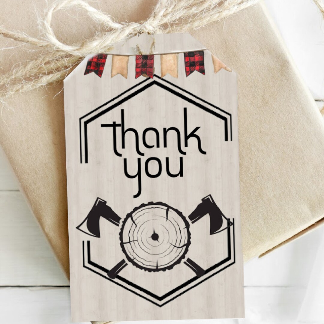 Axe Throwing Party, Axe Party, Lumberjack Party, Thank You Tag, Party