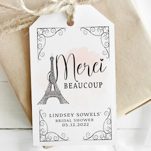 EDITABLE, Paris bridal shower Favor Tag, Français thème Bridal Shower, Tour Eiffel, Bridal Shower Tag,She Said Qui, Favor Tags, Thank you tag