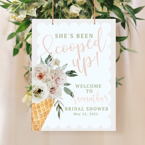 Floral Bridal Shower Welcome Poster: &quot;She&#39;s been Scooped Up&quot; (Digital Download)