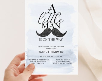 Editable, Little Man Baby Shower, Bowtie invite, Baby Shower, A Little Man is on the Way, Baby Boy, It's a Boy, Oh Baby, Mustache, Ooh Boy