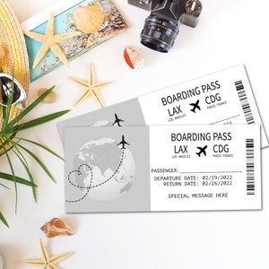 EDITABLE Boarding Pass, Digital Ticket, Vacation Ticket Gift, Surprise Ticket Gift, Event Ticket, Printable Tickets,