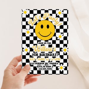 EDITABLE, SMILEY, Any Age, Smile, Happy Faces, Teen Birthday, Girl Party, Aesthetic Invite, Modern Birthday, Tween Party, Smile face party,
