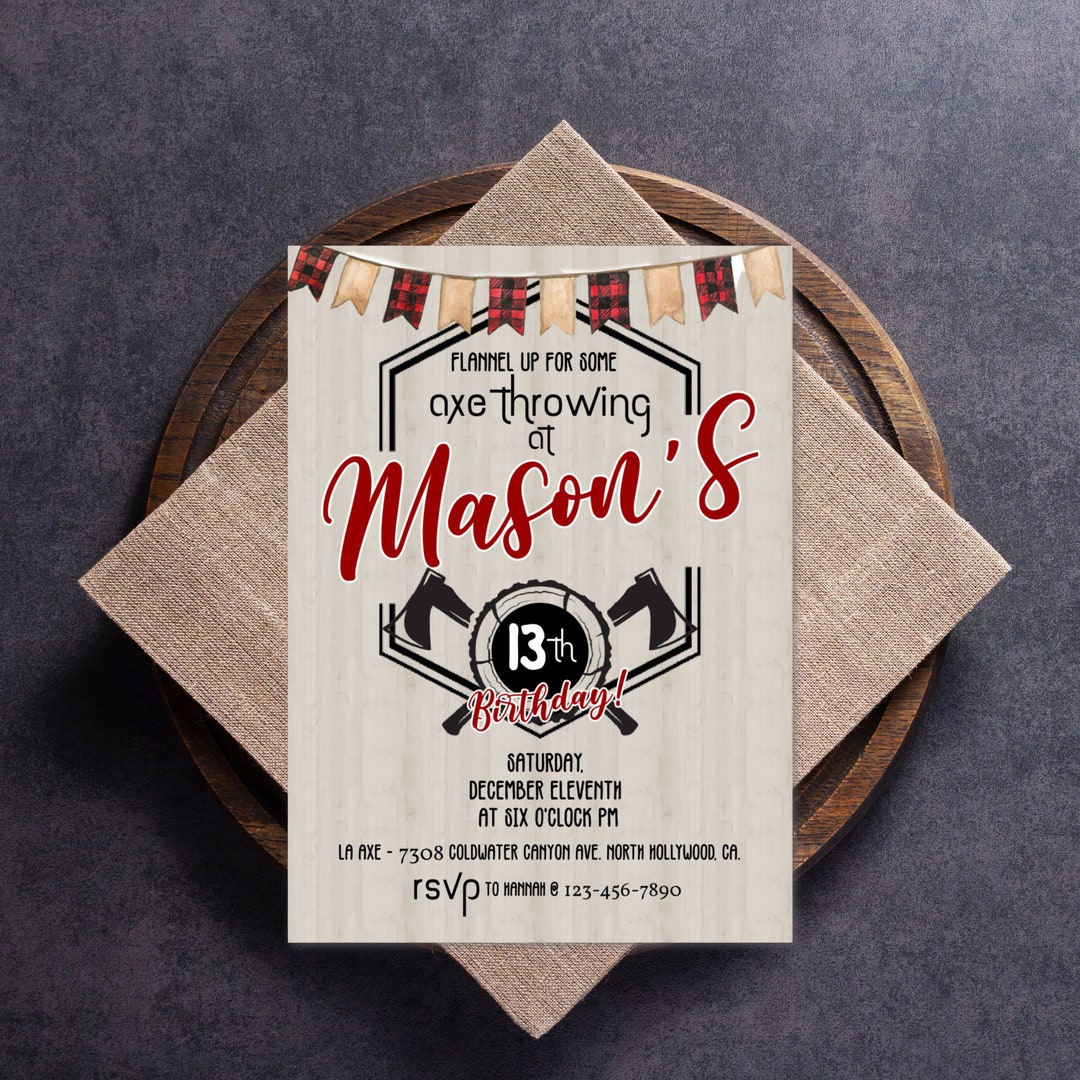 EDITABLE, Axe Throwing Party, Axe Invitation, Lumberjack Party, Any Age