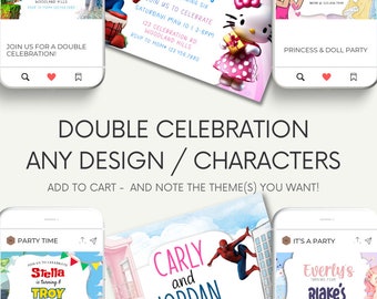Custom Joint Birthday Invitation: Sibling or Twin Party (Digital Invite)