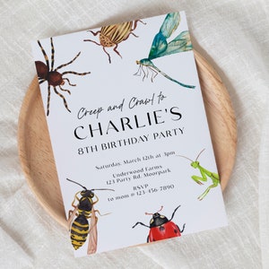 Bug Invitation, Outdoor Birthday, Bug Party, Creepy Crawly, Buzz Hop Crawl, Nature Theme Party, Insect Invite, Digital Invite, Editable