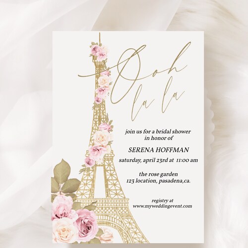Paris Bridal Shower Invitation Template Printable French - Etsy