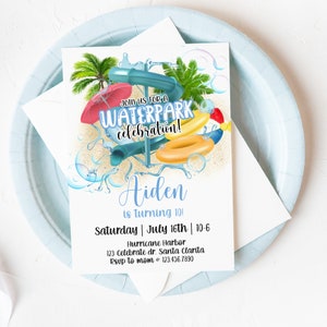 EDITABLE, Water Park Party Invitation, Water Slide Party, Any Age, Pool Party, Water Slide Invite, Digital Download, Splish splash, Teen