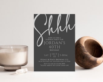 Editable Surprise Birthday Invitation: Adult Party, Any Age (Digital Invite)