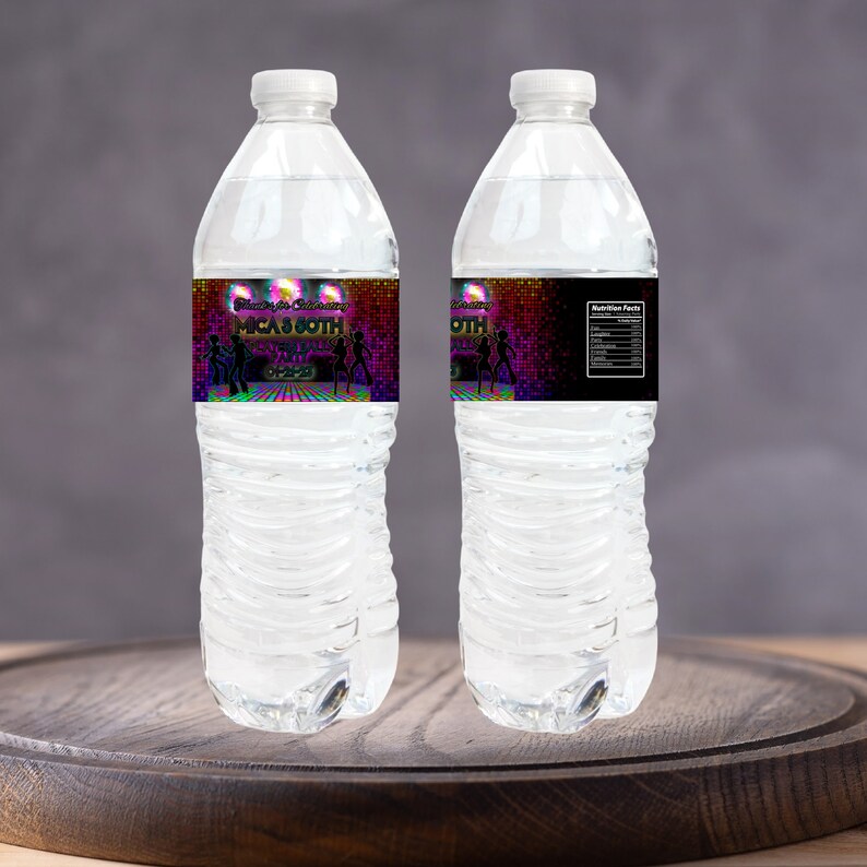 EDITABLE Water Bottle Labels Disco Party Disco Birthday - Etsy