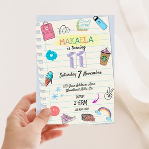 VSCO, girl, Double Digits, Any Age, Girl party invite, Teen girl birthday invite, Teen party, Teen Birthday, Tween, Editable, Digital