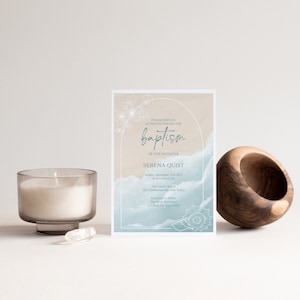 Beach Theme Baptism Invitation: Gender Neutral, Minimalist (Digital Download)