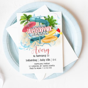 EDITABLE, Water Park Party Invitation, Water Slide Party, Any Age, Pool Party, Water Slide Invite, Digital Download, Splish splash, Teen