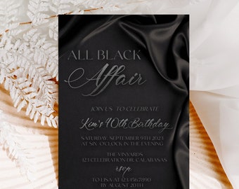 All Black Affair, Black Tie, Formal Attire, Any Age, Minimalist, Editable, Let's Party, Gala Invitation, Gala Party, Corporate Invite,