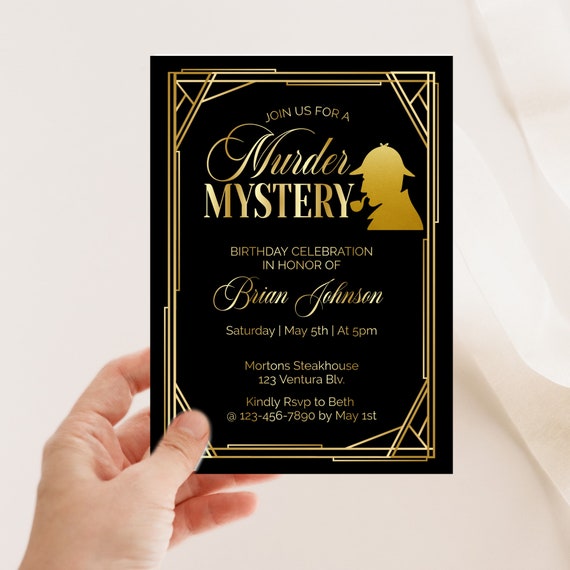 1920s Murder Mystery Dinner Invitation Party Birthday Invite 