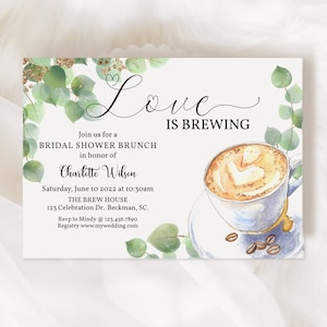 EDITABLE, Love is brewing, Latte, Coffee Shower, Bridal shower, Couples shower, Bridal Brunch, Wedding Shower, Latte Love, Coffee, Digital