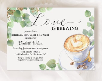 EDITABLE, Love is brewing, Latte, Coffee Shower, Bridal shower, Couples shower, Bridal Brunch, Wedding Shower, Latte Love, Coffee, Digital