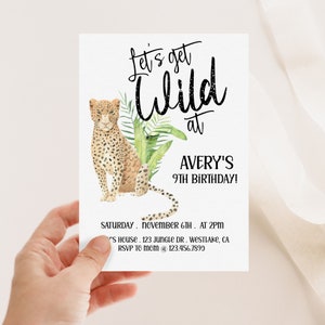 Let's Get Wild, Any Age, Editable, Safari Birthday invite, Cheetah invite, Leopard, Jungle Birthday invitation, Tropical, Palm Leaf