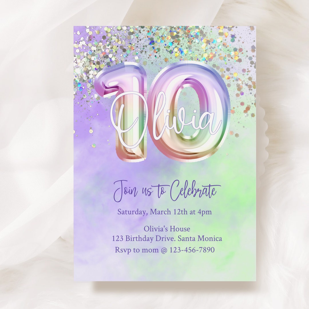 EDITABLE, Tenth Birthday, 10th Birthday Invitation, Birthday Party ...