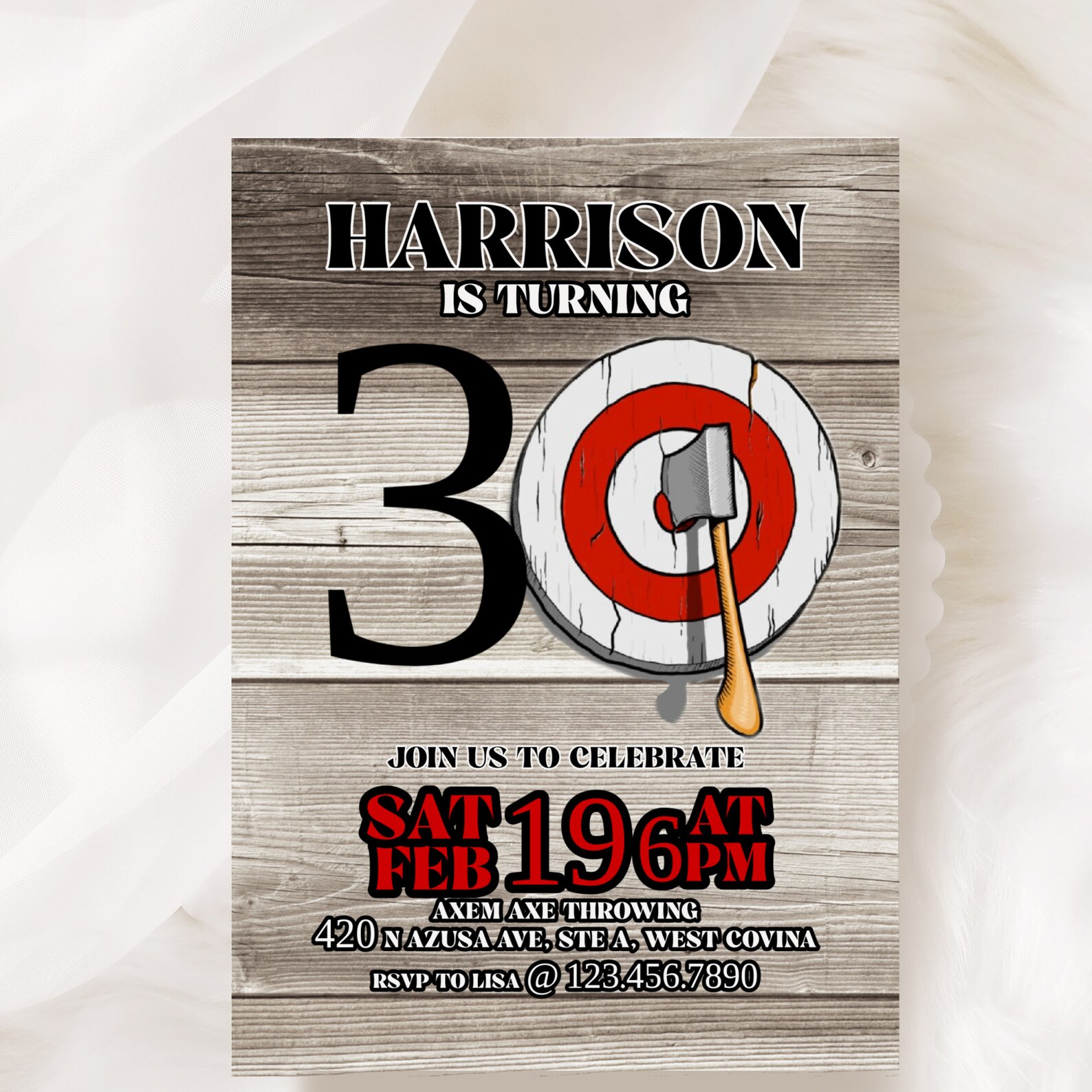 EDITABLE Axe Throwing Invite Adult Birthday Invite Etsy