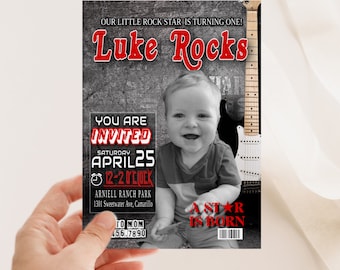 Rock and roll Birthday, Rockstar Birthday, Editable, Any Age, Rock'n'Roll invite, Music Invite, First Birthday, Rock Theme, Digital Invite