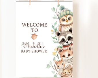 Woodland Baby Shower, Baby shower,  Forest Animals, Woodland Theme, Wild Animals, Forest, gender Neutral, Editable, Digital, Oh Baby,Welcome