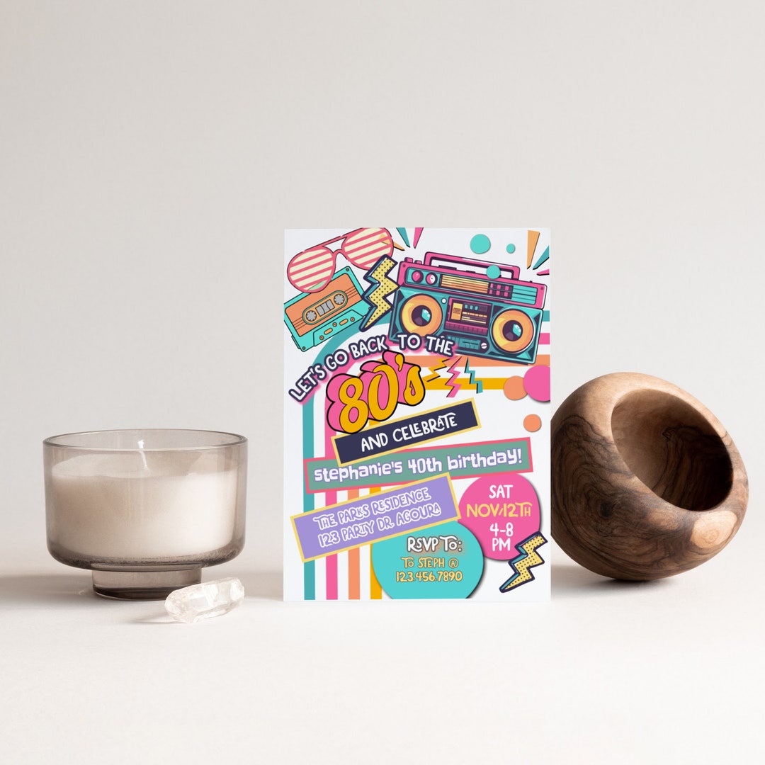 EDITABLE 80's Birthday Invitation 90's House Party - Etsy