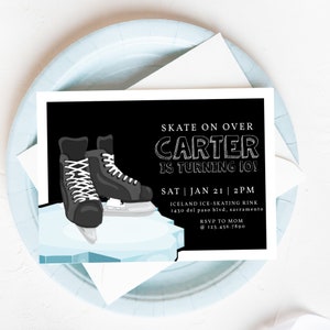 EDITABLE, Ice Skate invitation, Ice skating, Skate Party, Boys Birthday, Ice Skate Birthday, Winter Birthday, Digital Download, Hockey Party
