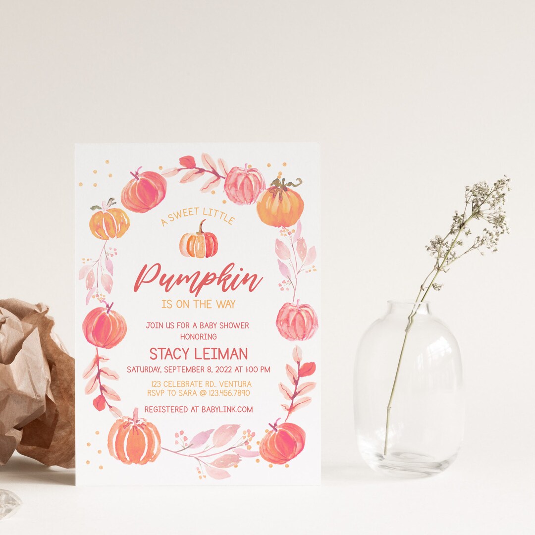 EDITABLE, A Little Pumpkin, Baby Shower, Fall Baby Shower Invite ...