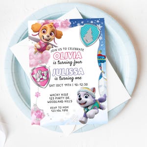 Paw Patrol Joint Birthday Invitation: Sibling Puppy Party (Digital)