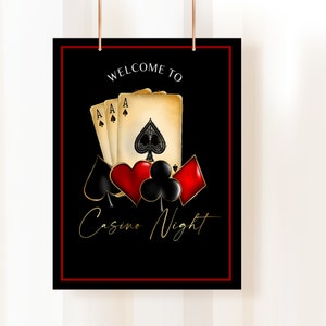 Casino Night, Casino Theme, Birthday party, Man party, Cheers, Holiday Party, Adult birthday, Welcome Poster, Playing Cards, Poker Party