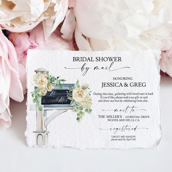 Bridal Shower, By Mail, Long Distance Bridal, Bridal invite, Digital invite, Template, Social Distance Bridal