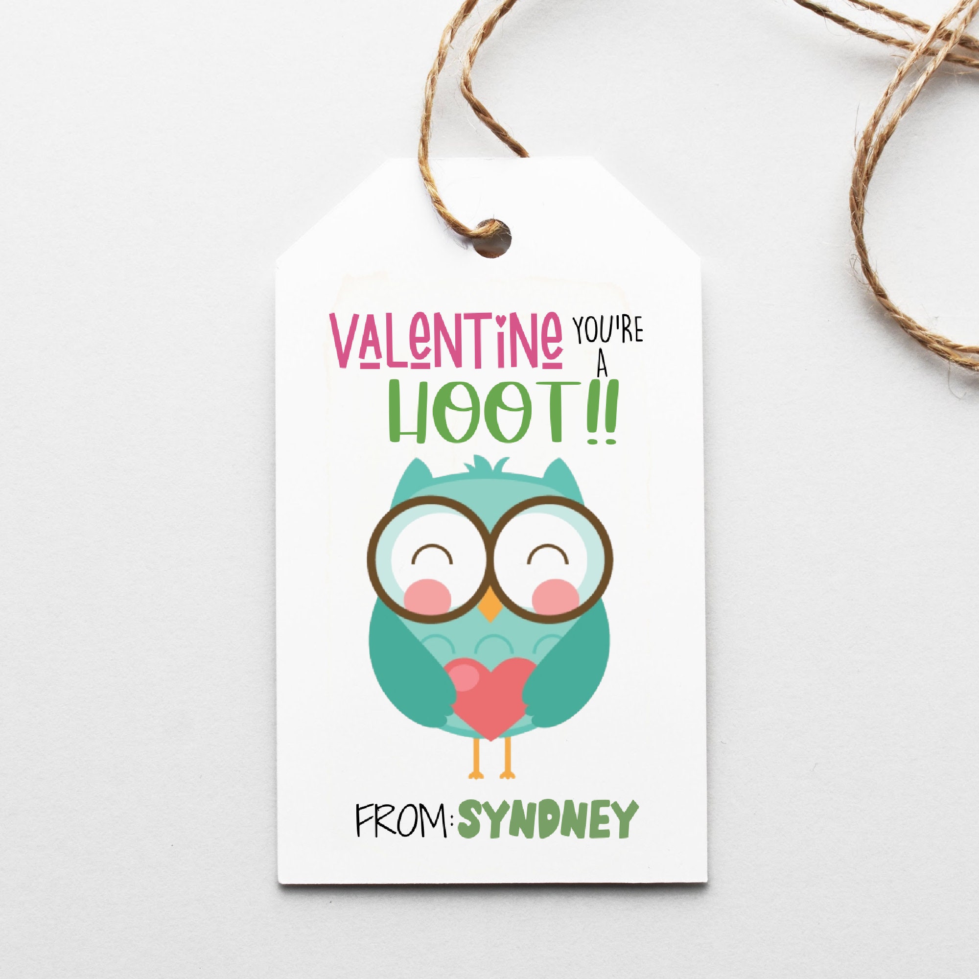 EDITABLE, Valentines tag, You're a hoot, Owl valentine, Kids Valentines tag, Tags, Printable Val