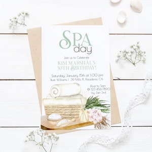 Spa Birthday, Any Age, Womans  Birthday, Adult party Template, Instant download, Spa day, Ladies day,  Bridal, spa party, 21st, 30th,40th