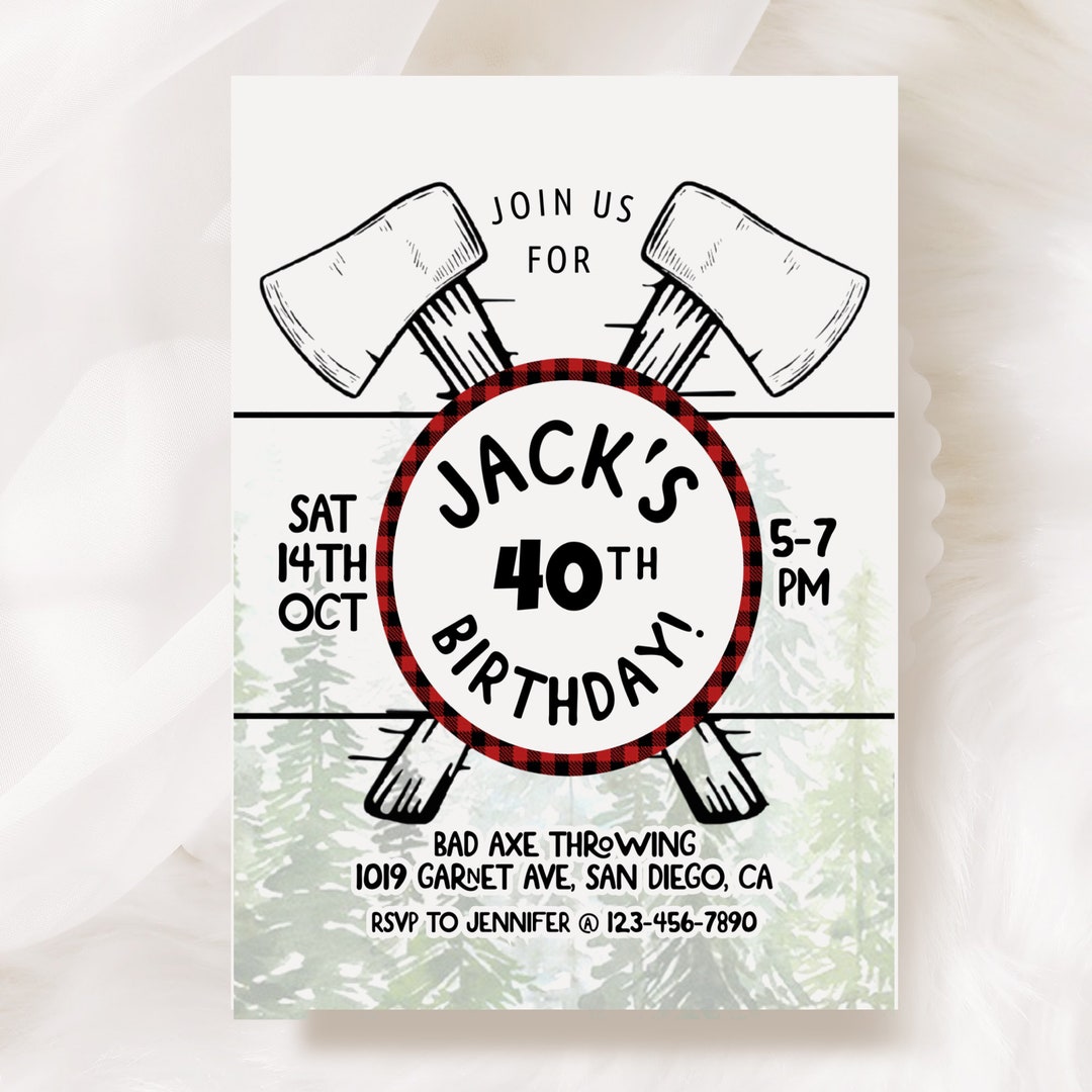 Editable, Axe Throwing Party, Any Age, Axes, Lumberjack, Printable