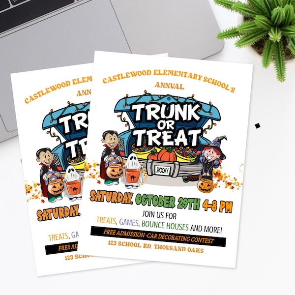 Editable, Trunk or Treat Flyer, Halloween Flyer, Trunk or Treat, Kids Halloween, Halloween Party Invite, Halloween Event,