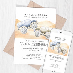 Smash Crash Truck Bash Birthday Backdrop For Boys - Lofaris