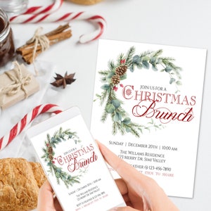 Editable Christmas Brunch Invitation Template (Digital Download)