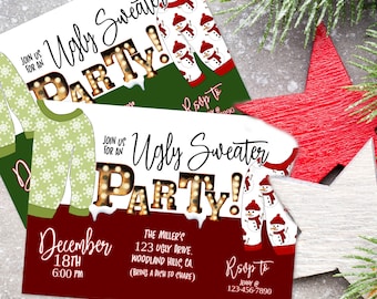 Ugly Sweater Party,  Eat, Drink and Be Ugly, Ugly Sweater, Christmas Party, Holiday Party,  Be Ugly Sweater Party Invite Instant Download