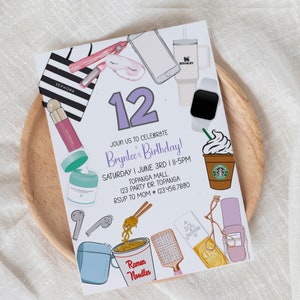 VSCO, girl, Double Digits, 10 years old, Girl party invite, Teen girl birthday invite, Teen party, Teen Birthday, Any Age, Editable, Digital