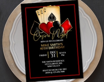 Casino Night, Casino Theme, Birthday party, Man party, Cheers, Holiday Party, Adult birthday, Any Age, Playing Cards, Poker Party