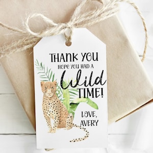 EDITABLE, Favor tag, Let's Get wild, Wild, Safari Birthday, Cheetah, Leopard, Jungle Birthday, Tropical, Palm Leaf,Party favor,Thank you tag