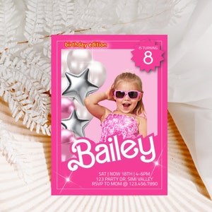 Editable, Girl Party, Pink, Doll Invite, Birthday Girl invite, Toy Doll, Any Age, Birthday invitation, Digital, Doll Box, Girl Birthday