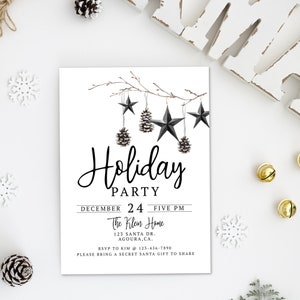Modern Christmas Party Invitation: Editable Holiday Dinner (Digital)