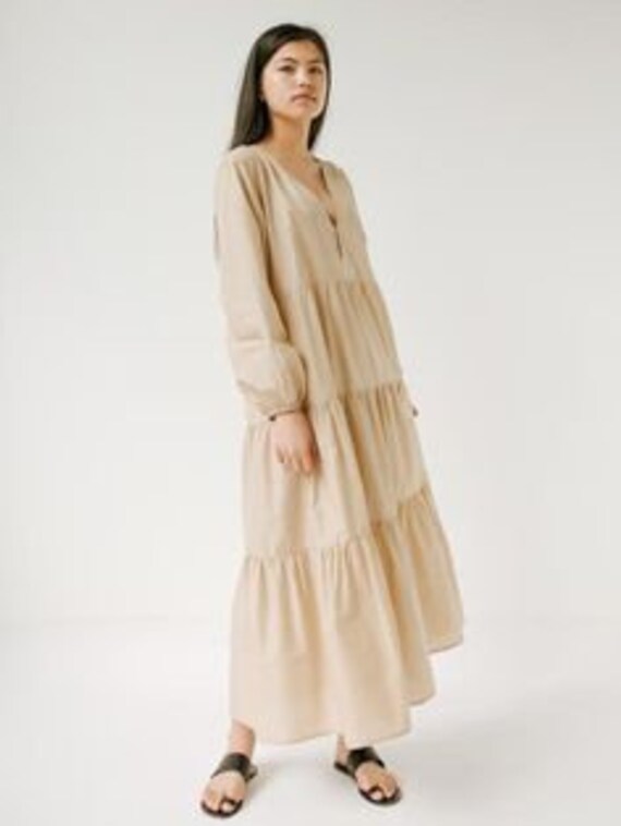 Bohemian Long Sleeve Tiered Dress