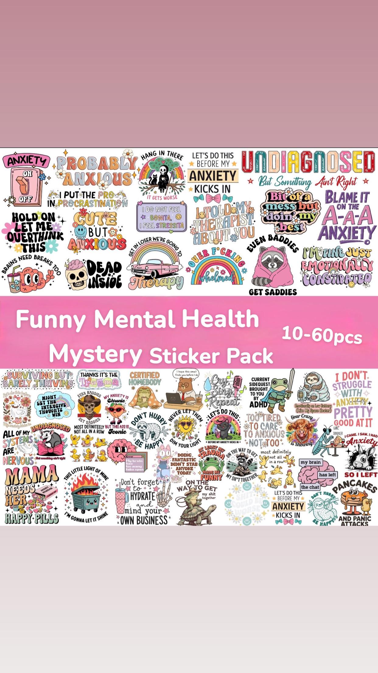 Funny Mental Health | Mystery Sticker Pack 5-60 Pieces - Etsy