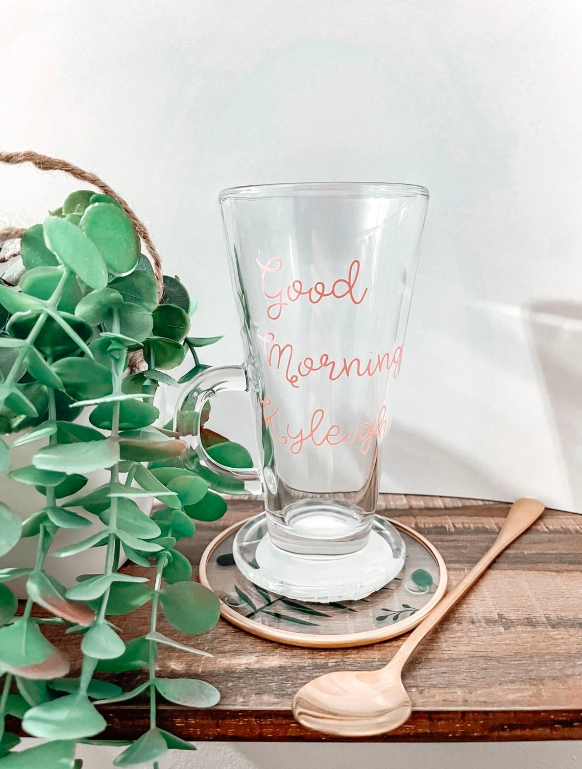 Personalised clear mug Personalised Latte Glass Coffee Mug Etsy